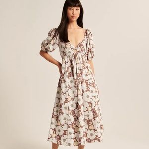 Abercrombie & Fitch 		

O-Ring Puff Sleeve Midi Dres
